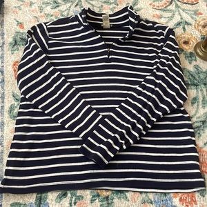 Navy and White Striped LL Bean Quarter Zip
